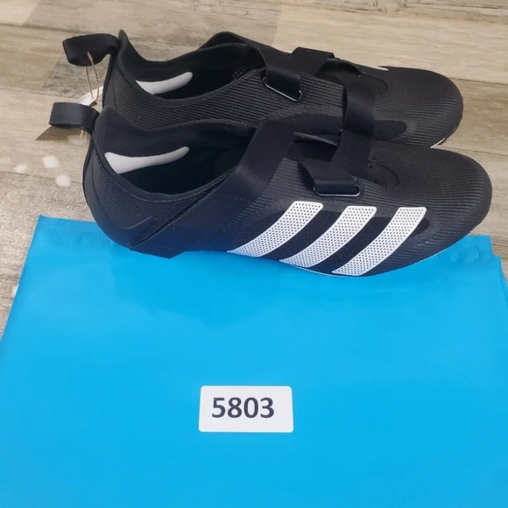 Adidas The Indoor Cycling Shoes Womens 6.5 Core Black White Lace‎ Up